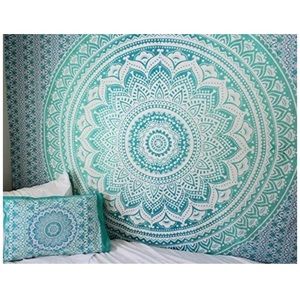 Large Turquoise Mandala Wall Tapestry